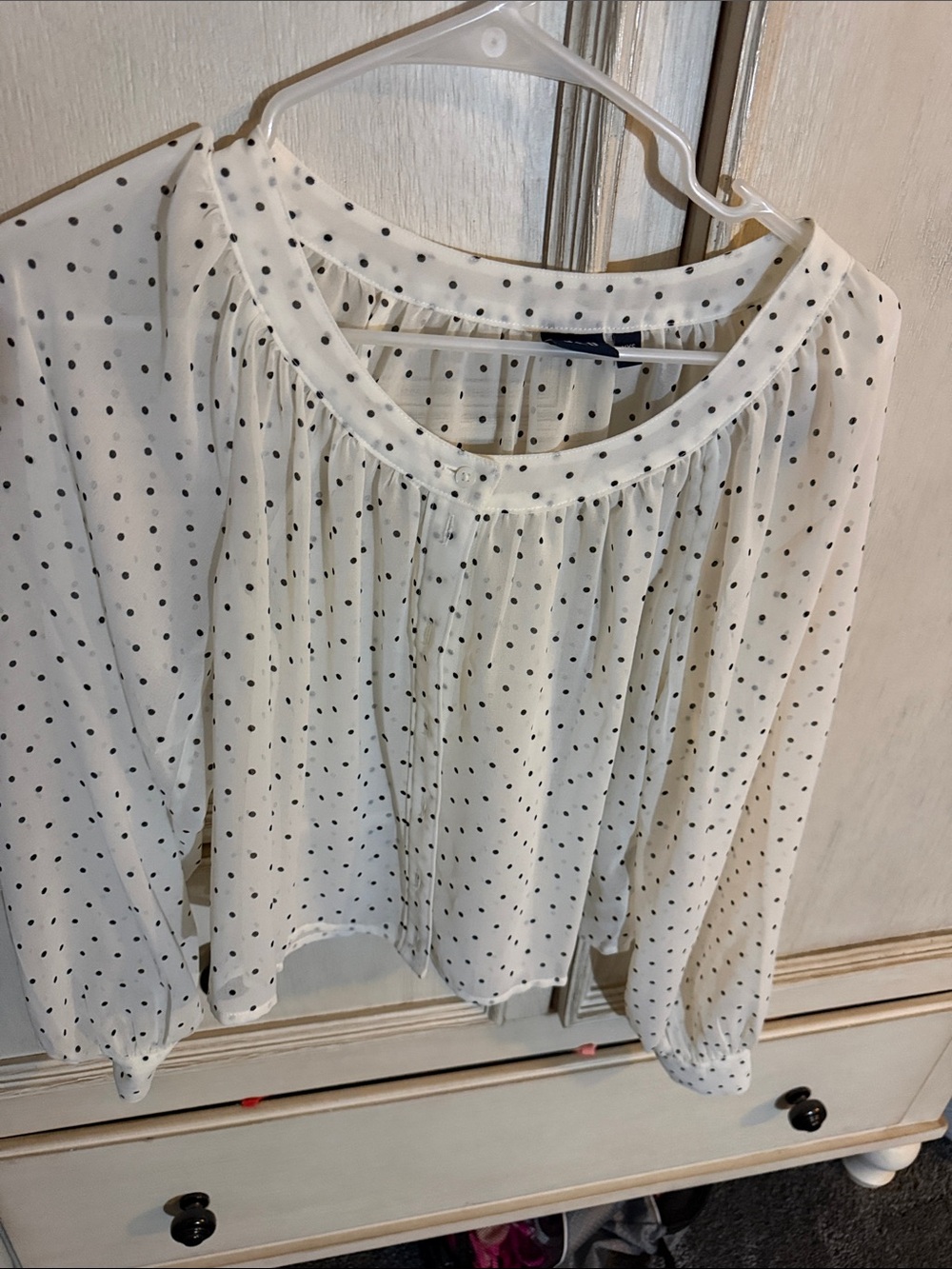 GAP White Blouse with Black Polka Dots